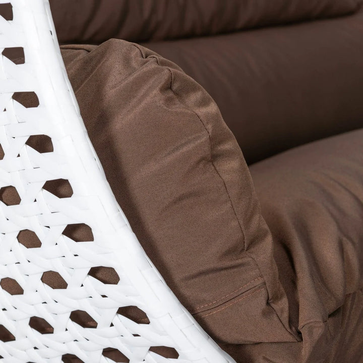 Modern Wicker Hanging Double Seater Egg Swing Chair White/Brown