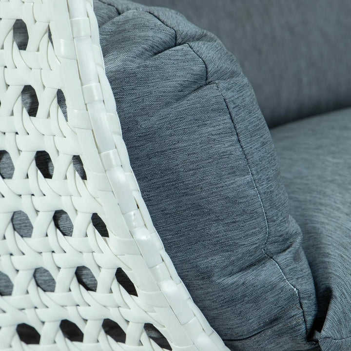 Modern Wicker Hanging Double Seater Egg Swing Chair White/Charcoal Blue Closeup