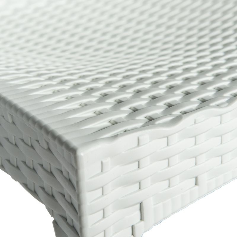 LeisureMod Weave Mace Indoor/Outdoor Dining Chair (Armless) White Closeup.