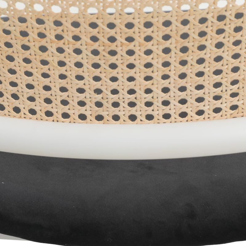 Leisuremod Ervilla Modern Dining Chair with White Powder Coated Steel Legs and Wicker Back Black Closeup.