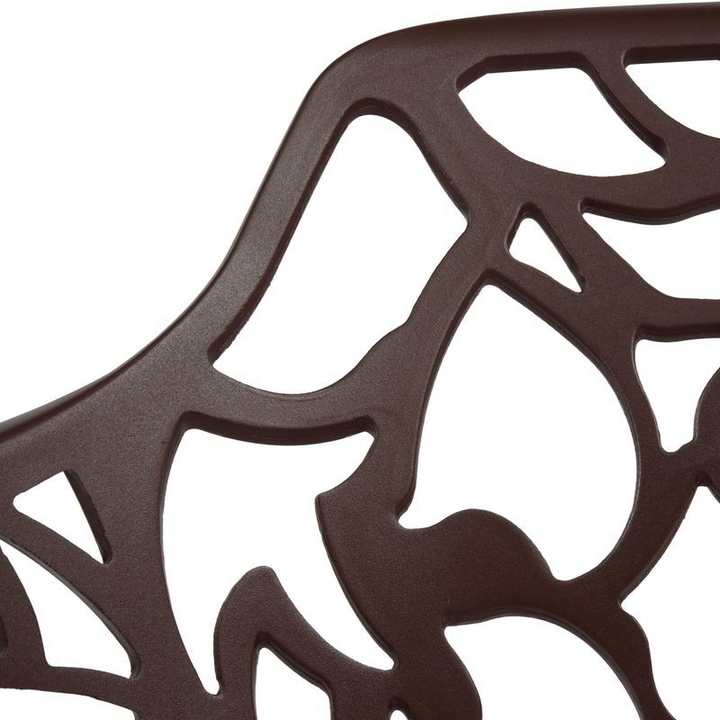 LeisureMod Modern Devon Aluminum Armchair Brown Closeup.