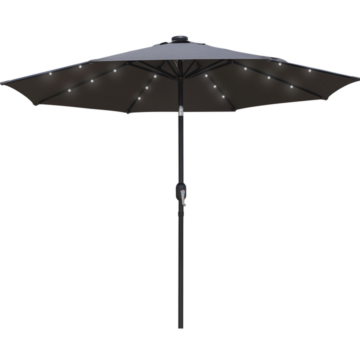 LeisureMod Sierra Outdoor Patio Umbrella with Base in Gray