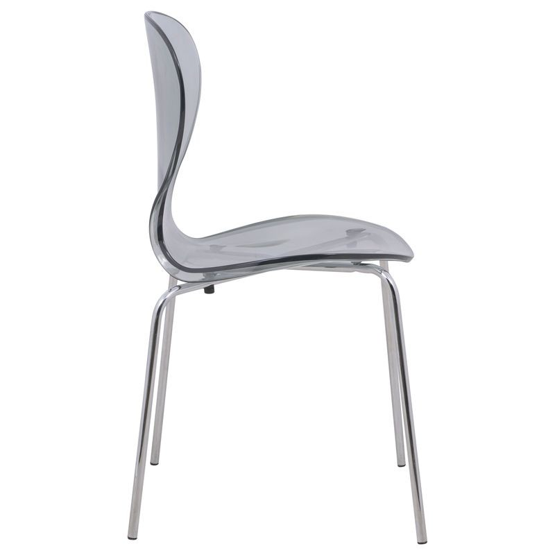 LeisureMod Modern Oyster Transparent Side Chair Black Sde View.