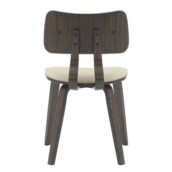 Modern Wooden Dining Chair with Dark Walnut Color Frame in Taupe in the Clivo Collection Back View.