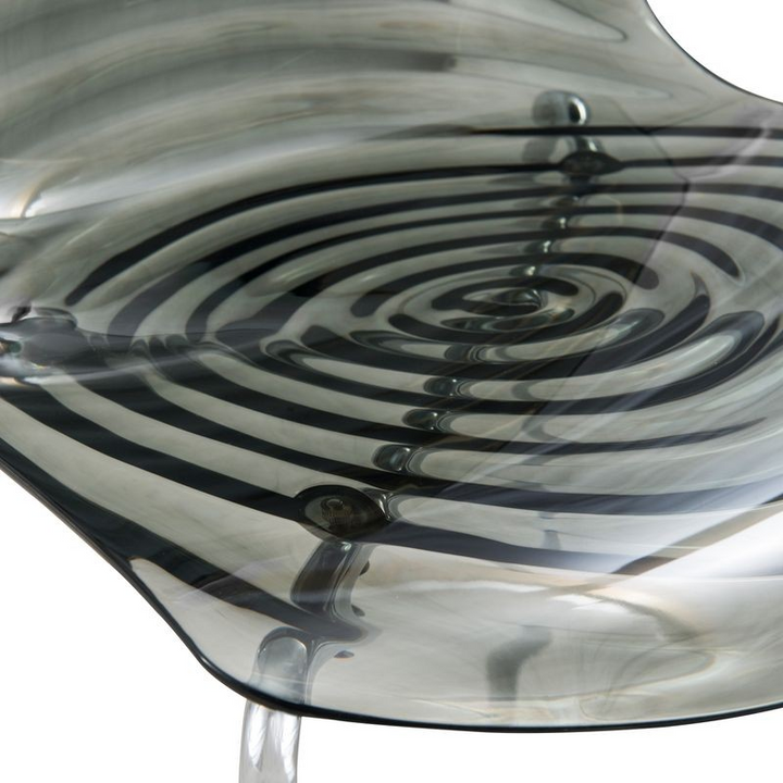 LeisureMod Astor Water Ripple Design Dining Chair Black Closeup.