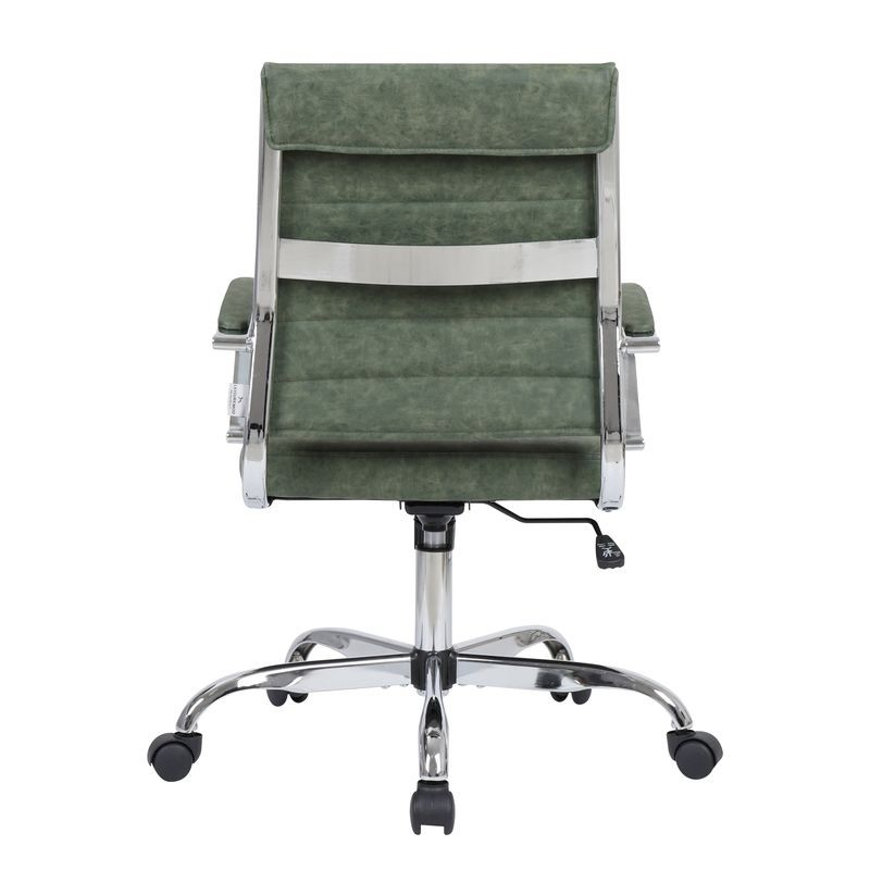 LeisureMod Benmar Leather Office Chair Green Back View.