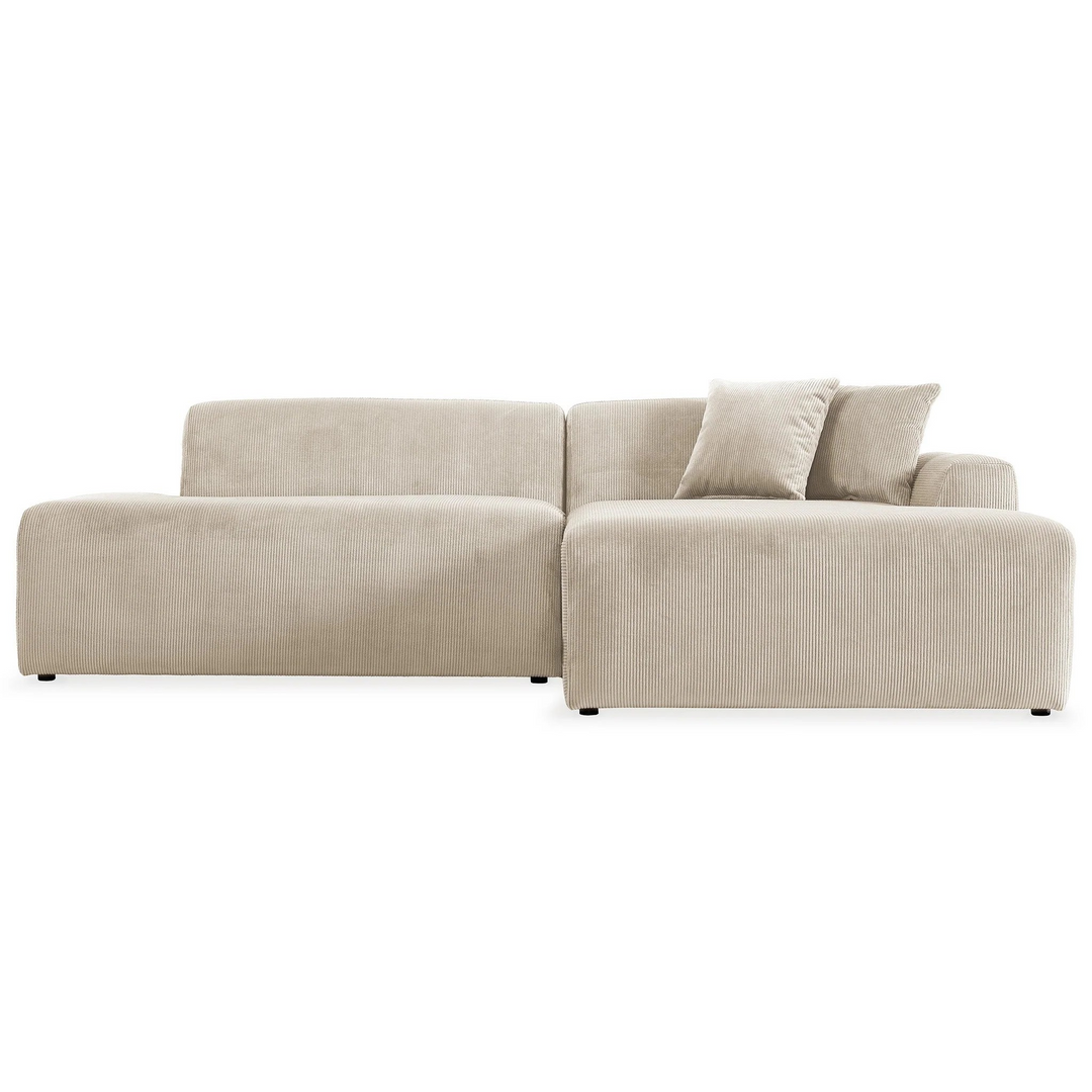 Mar Sectional Cream Corduroy Sofa (Right Facing)