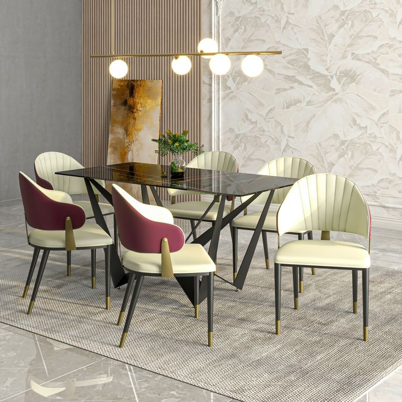 LeisureMod Aria Series Modern Dining Chair in Red at Table.