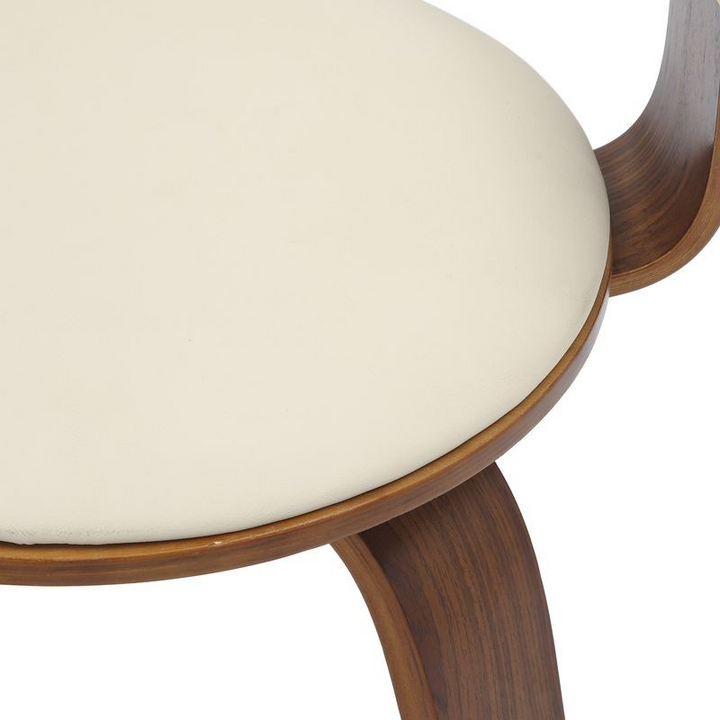 Modern Wooden Dining Chair with Walnut Color Frame in Cream from the Brivo Collection Closeup.