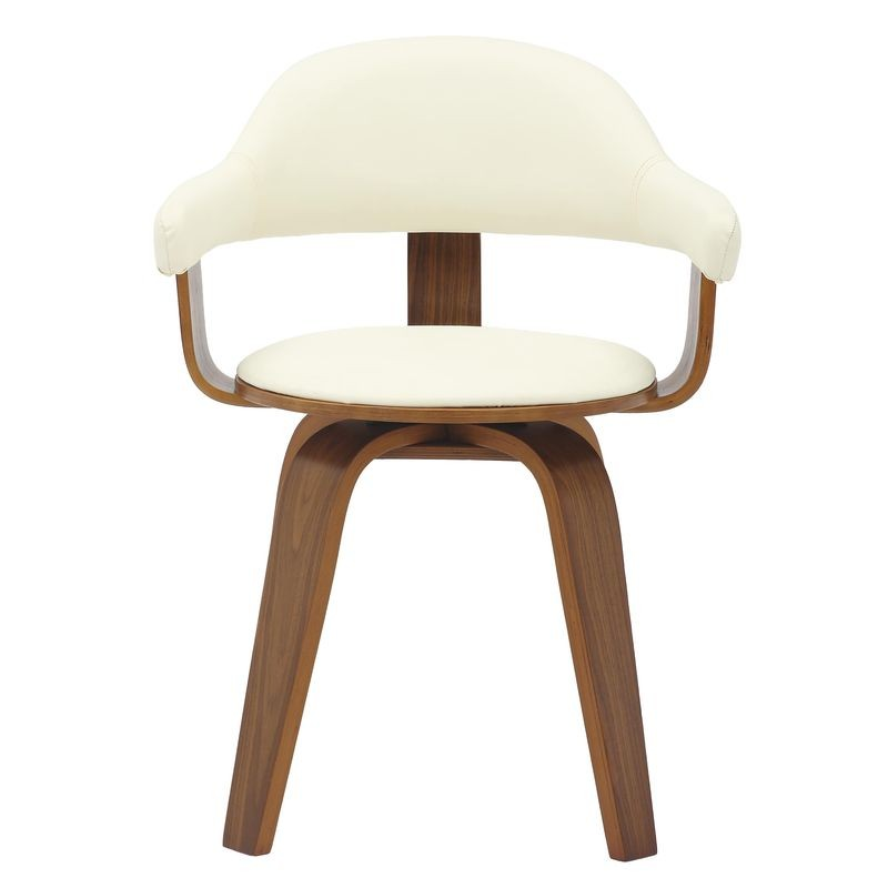 Modern Wooden Dining Chair with Walnut Color Frame in White from the Brivo Collection Front