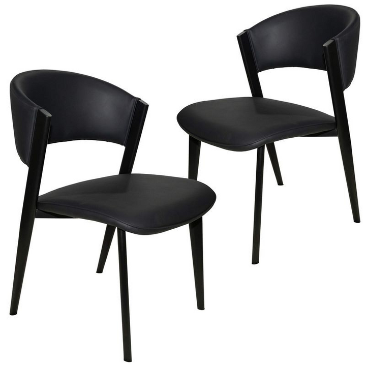 LeisureMod Aspen Collection Modern Dining Chair Black Frame in Black Set of 2