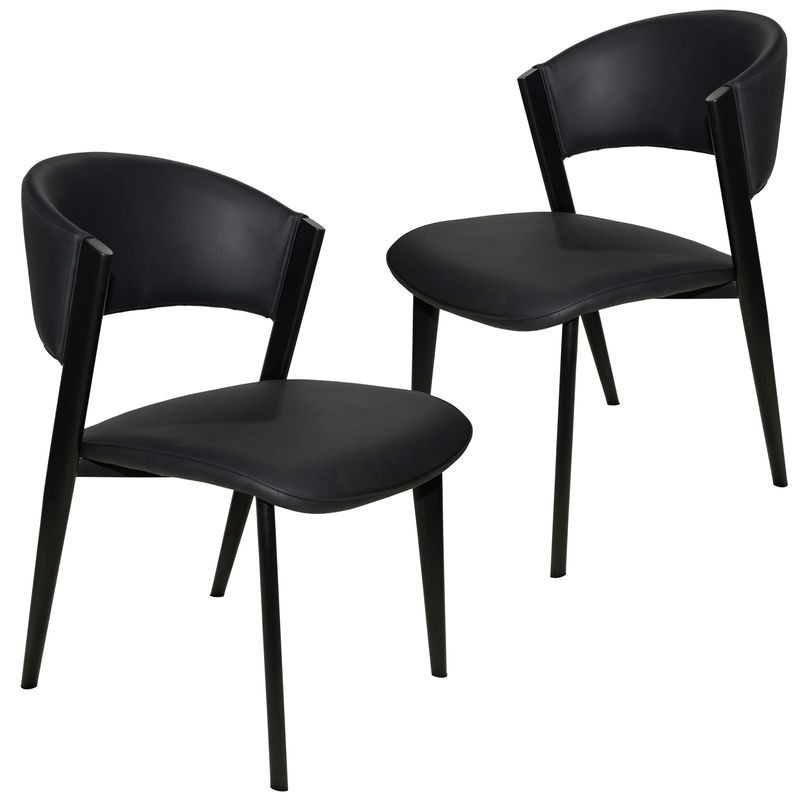 LeisureMod Aspen Collection Modern Dining Chair Black Frame in Black Set of 2