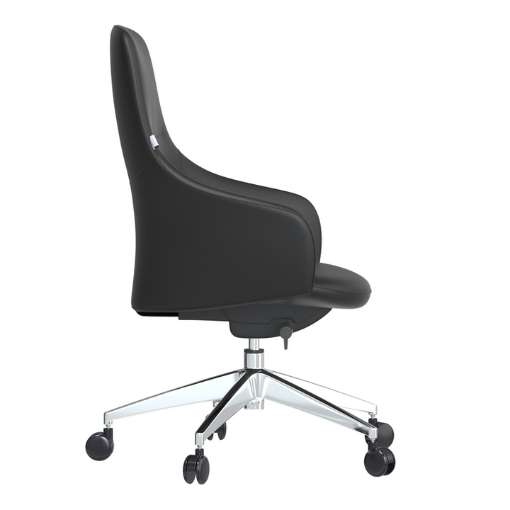 LeisureMod Celeste Series Office Chair in Black Leather Side View.