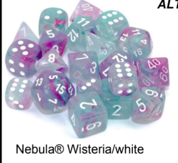 Nebula Wisteria Blue/Purple Luminary 7-Dice/16mm/12mm/30mm/Ten10's