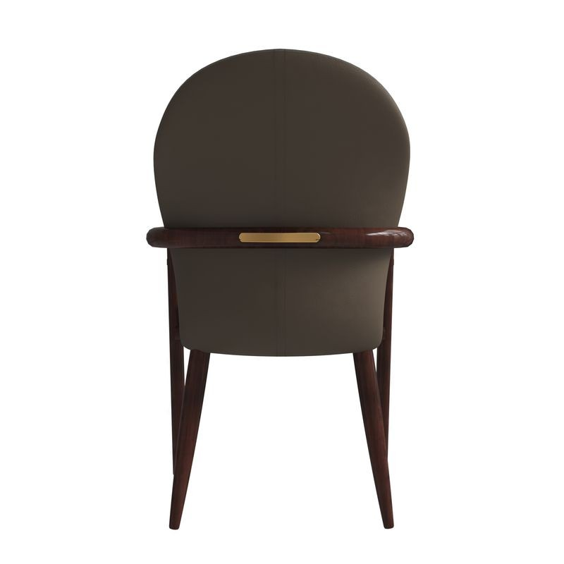 LeisureMod Opaline Series Elegant Wooden Dining Chair in Two-Tone Khaki Back Photo.