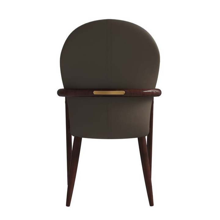 LeisureMod Opaline Series Elegant Wooden Dining Chair in Two-Tone Khaki Back Photo.