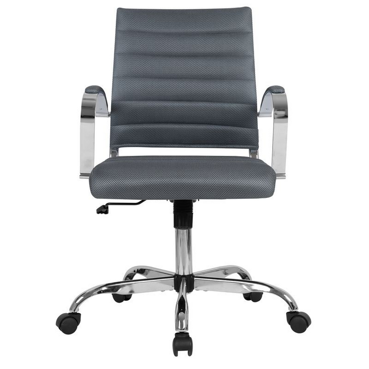 LeisureMod Benmar Home Mesh Office Chair in Grey Front View.