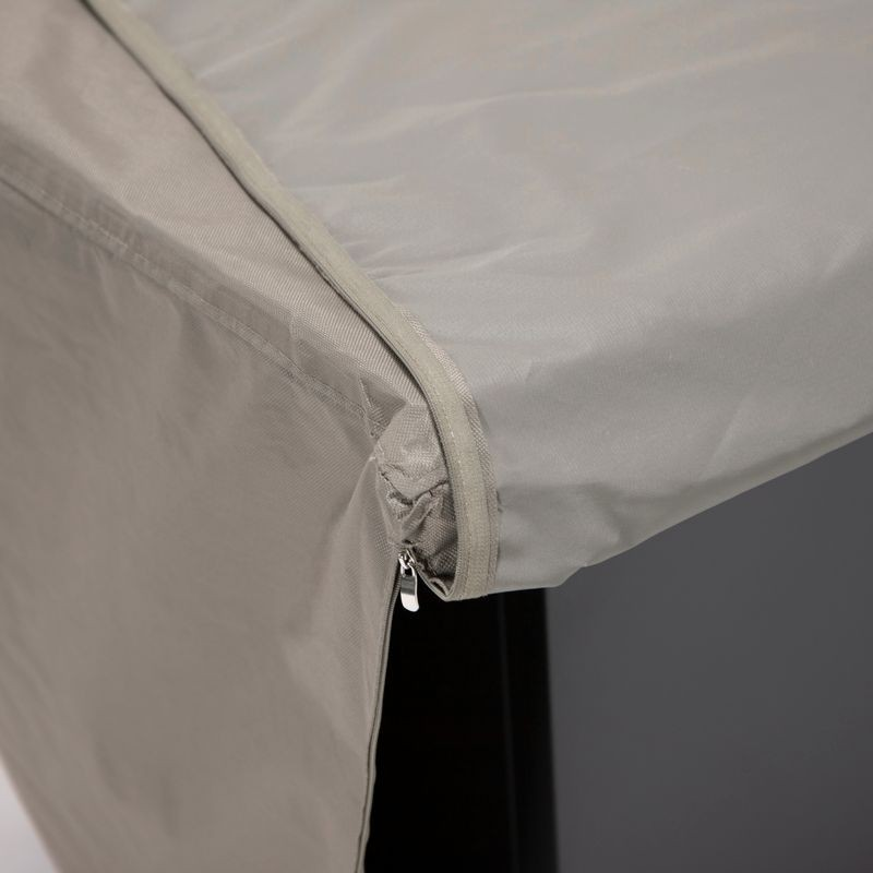 LeisureMod Chelsea Waterproof Fabric Rectangle Fire Pit Table Cover Brown Closeup.