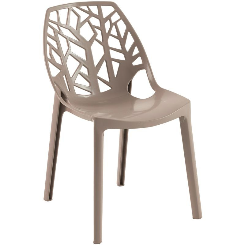 LeisureMod Modern Cornelia Dining Chair Solid Taupe Angled View.