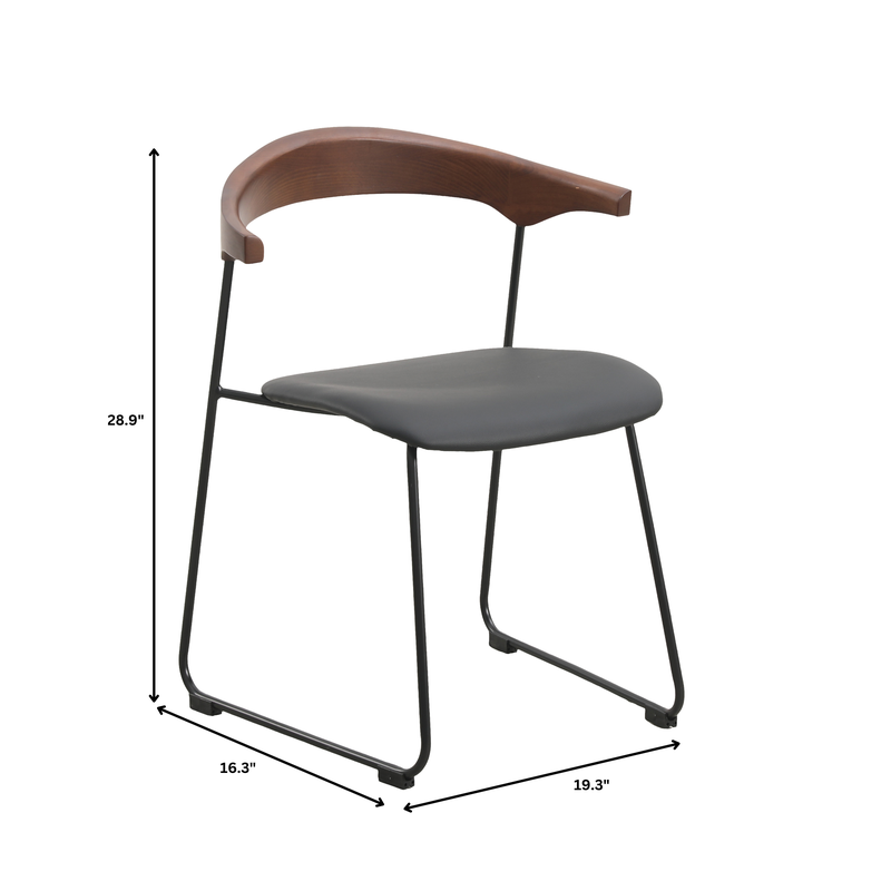 Chair with dimensions labeled on a white background.