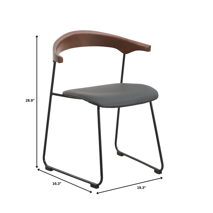 Chair with dimensions labeled on a white background.