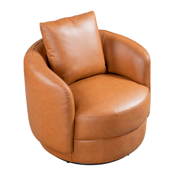 Dylan Cognac Leather Swivel Chair Top View.
