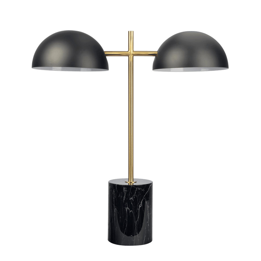 Nova Hydro Black Table Lamp with On/Off Switch Double Lamp with Faux Marble Base