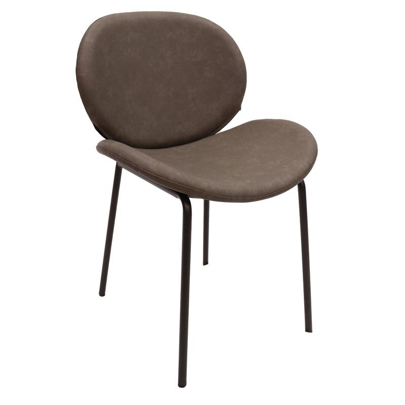 LeisureMod Servos Modern Dining Side Chair with Upholstered Faux Leather Seat and Powder Coated Iron Frame for Kitchen and Dining Room Elephant Grey