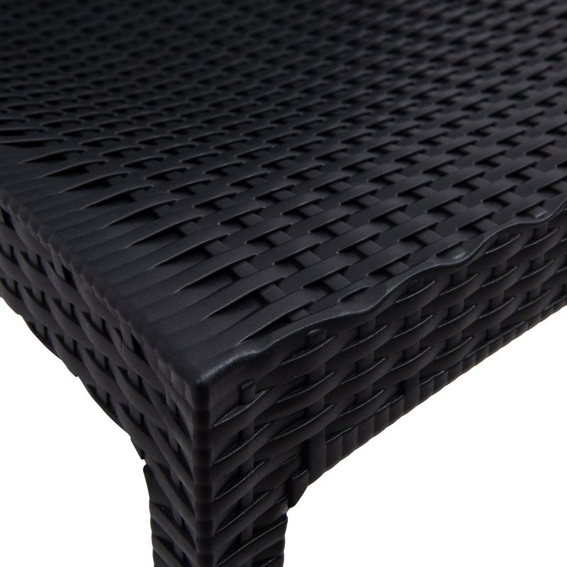 LeisureMod Weave Mace Indoor/Outdoor Dining Chair (Armless) Black Zoomed.