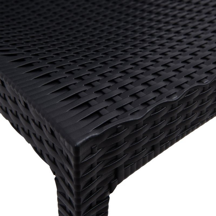 LeisureMod Weave Mace Indoor/Outdoor Dining Chair (Armless) Black Zoomed.