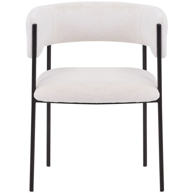 LeisureMod Cyril Collection Modern Chair in White Faux Fur Front View.