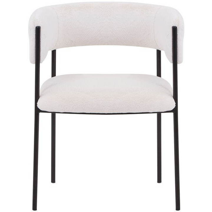 LeisureMod Cyril Collection Modern Chair in White Faux Fur Front View.