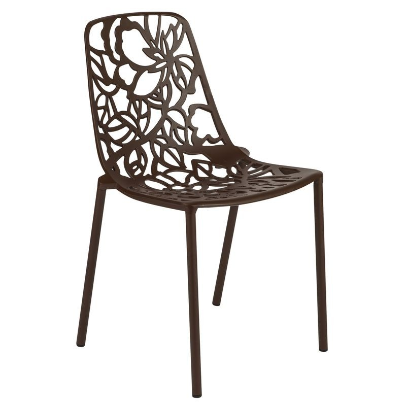 LeisureMod Modern Devon Aluminum Chair Brown