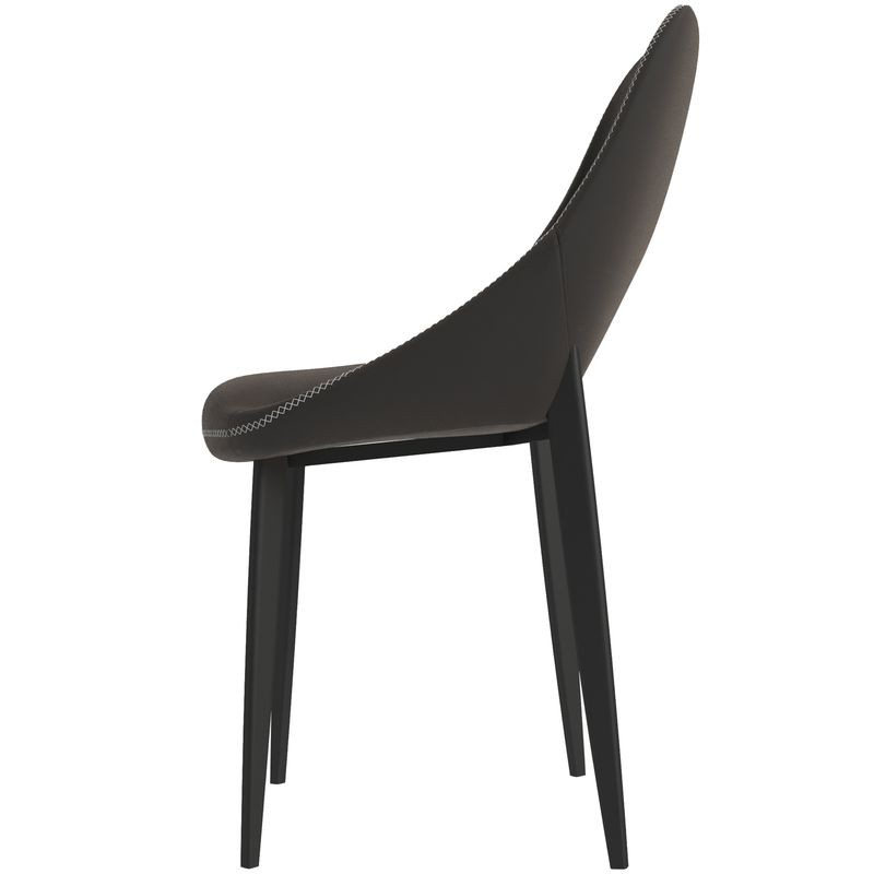 LeisureMod Amalfi Collection Fabric Modern Dining Chair in Charcoal Side View.