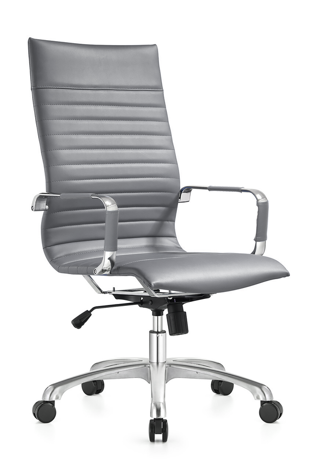 LeisureMod Harris High-Back Office Chair with Swivel Grey