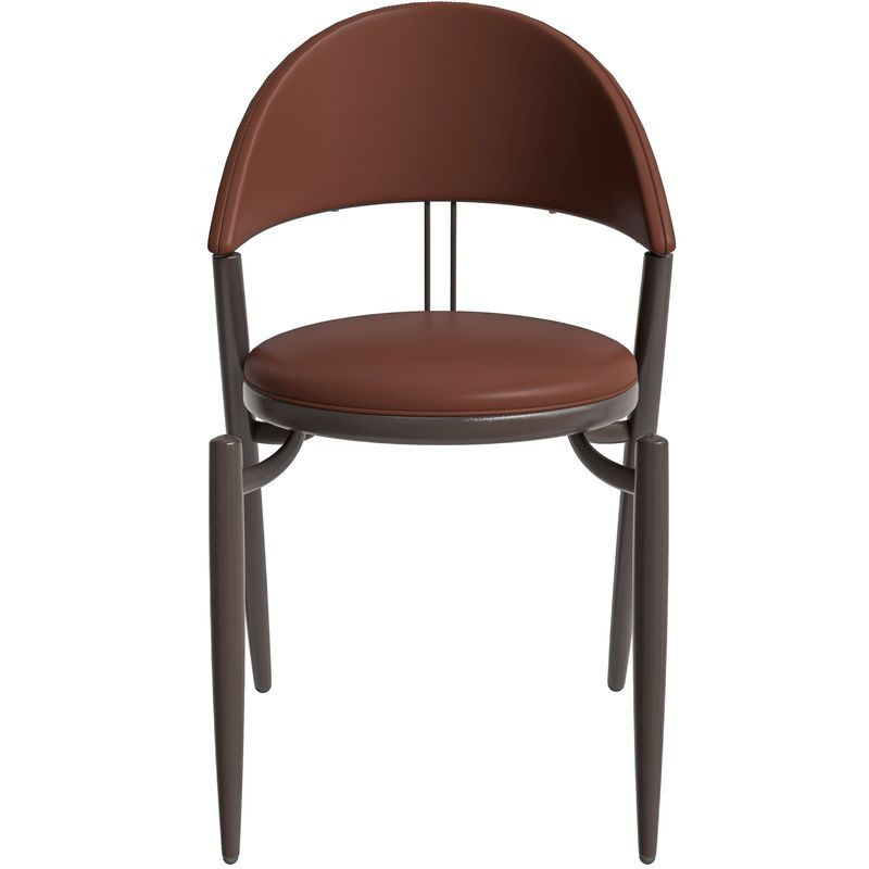 LeisureMod Venice Collection Modern Dining Chair In Dark Brown Front View.
