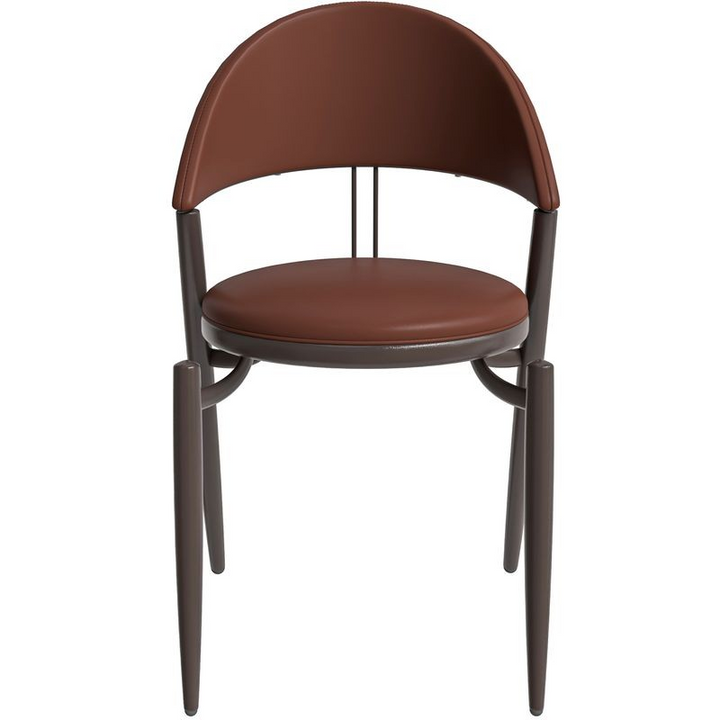 LeisureMod Venice Collection Modern Dining Chair In Dark Brown Front View.