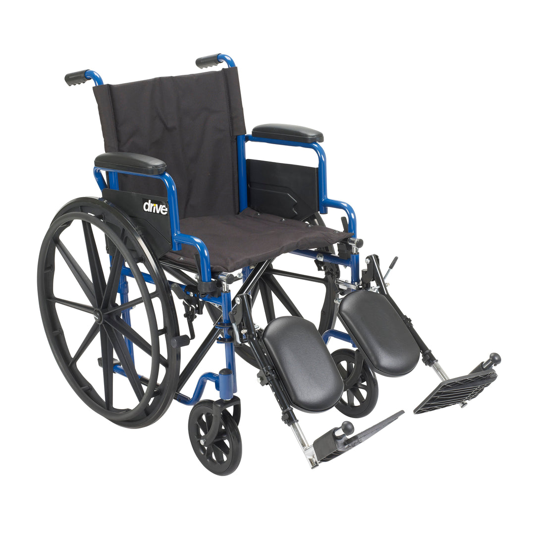 Blue Streak Wheelchair with Flip Back Desk Arms, Elevating Leg Rests, 16" Seat