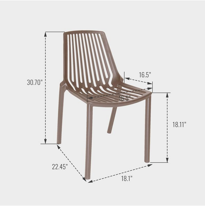 Brown chair with dimensions labeled on a white background.