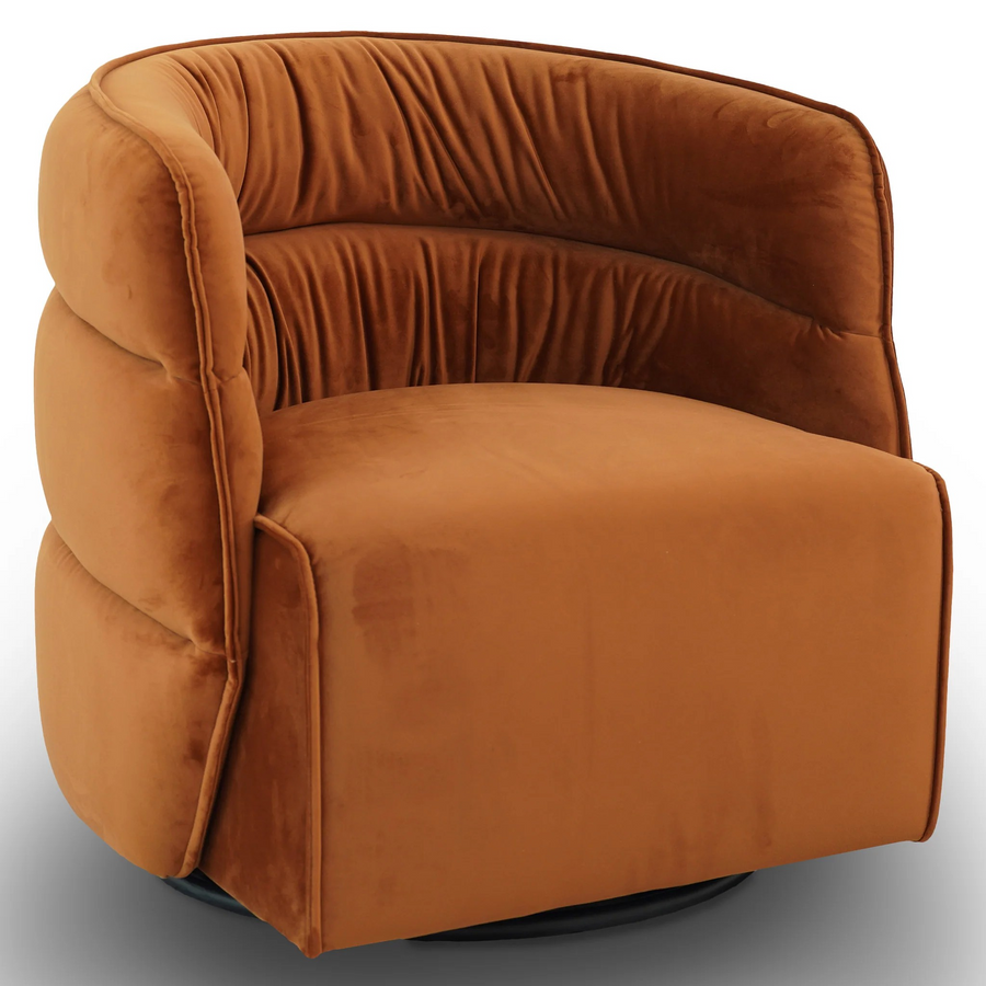 Walden Swivel Chair Burnt Orange Velvet