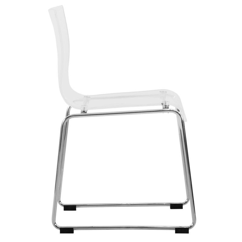 LeisureMod Lima Modern Acrylic Chair Clear Side View.