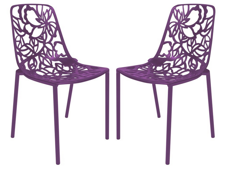 LeisureMod Modern Devon Aluminum Chair, Set of 2 Purple Together