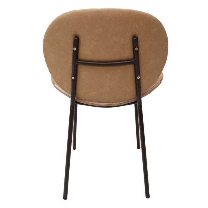 LeisureMod Servos Modern Dining Side Chair with Upholstered Faux Leather Seat and Powder Coated Iron Frame Sand Brown Back Photo.