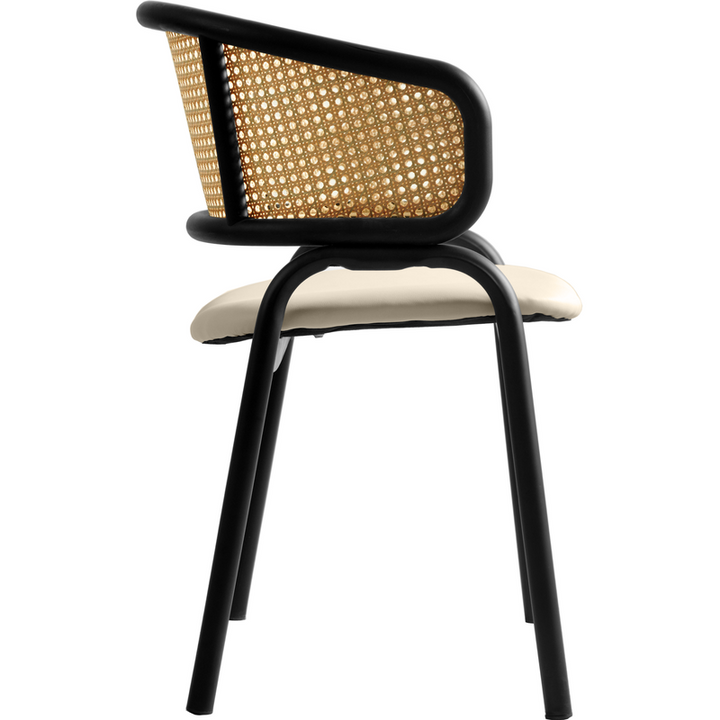 Ervilla Dining Chair Beige Leather Side View.
