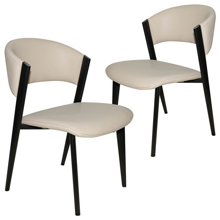 LeisureMod Aspen Collection Modern Dining Chair Black Frame in Light Grey Set of 2