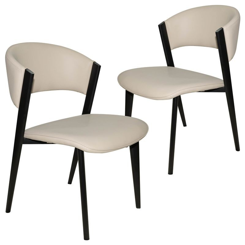 LeisureMod Aspen Collection Modern Dining Chair Black Frame in Light Grey Set of 2