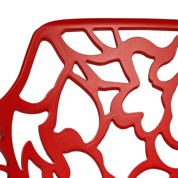 LeisureMod Modern Devon Aluminum Armchair Red Closeup.