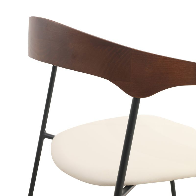 LeisureMod Lyra Collection Modern Chair in Walnut Color Back and Taupe Seat Back Angle.