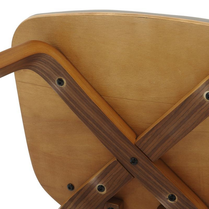 Modern Wooden Dining Chair with Walnut Color Frame in Light Grey in the Clivo Collection Bottom.