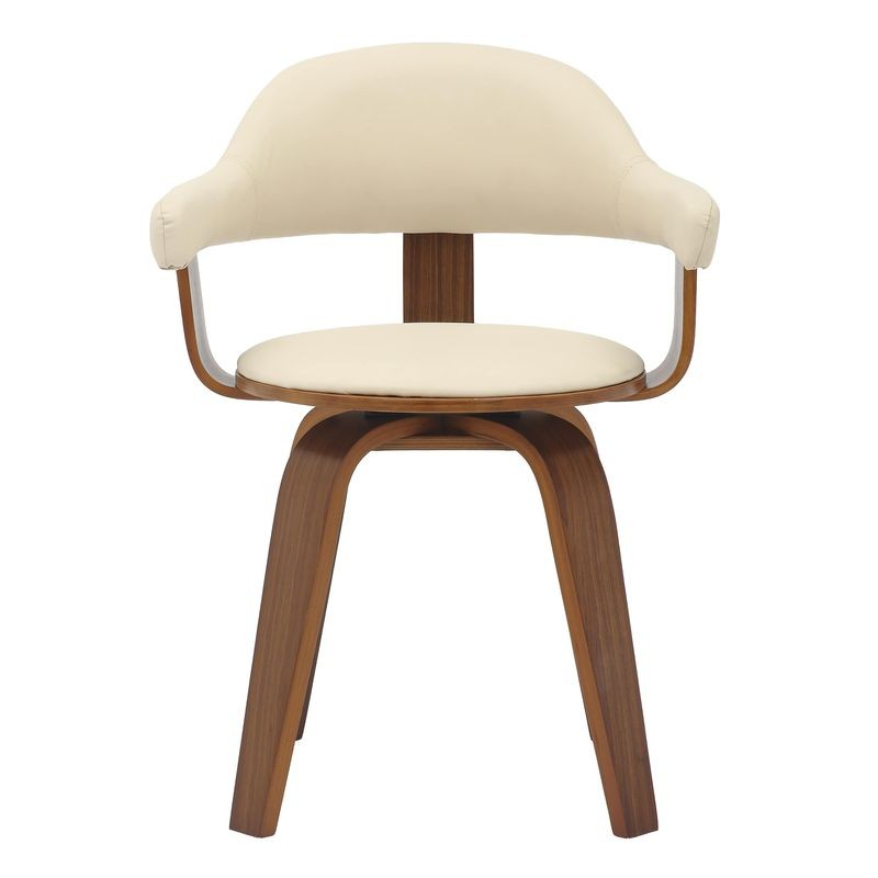 Modern Wooden Dining Chair with Walnut Color Frame in Cream from the Brivo Collection Front View.